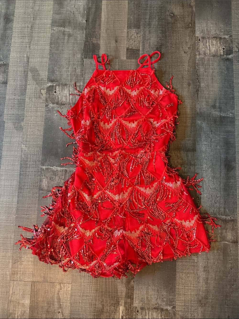 Missguided + Red Beaded Fringe Romper